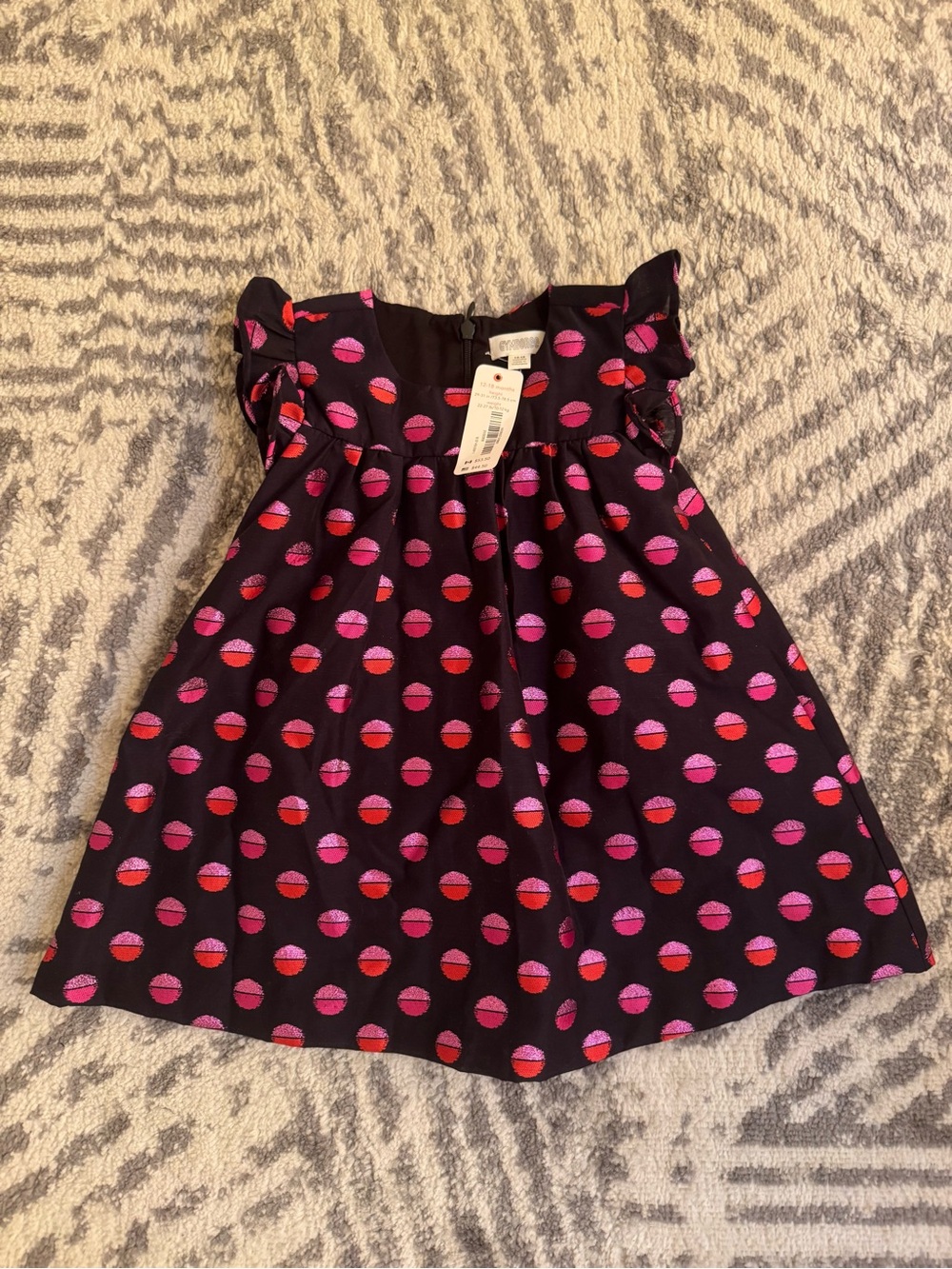 Gymboree Girls Pink Polka Dot Flutter Sleeve Dress